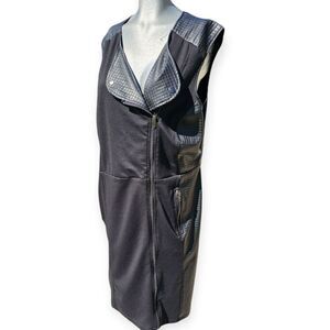 Penningtons Black Faux Leather Moto Zip Dress 2x